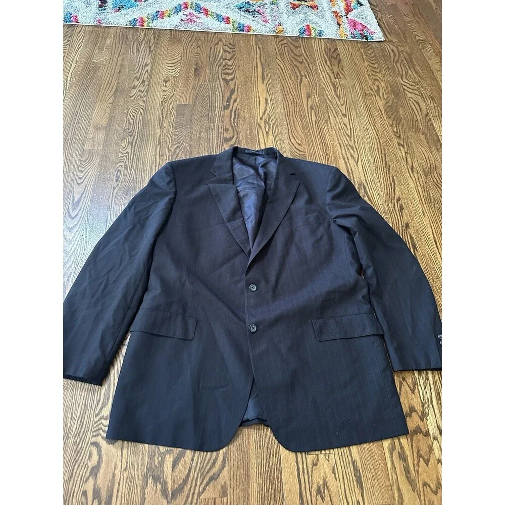 VTG Brooks Brothers Blazer 50L Black Wool Sport Coat Suit Jacket Brooksease flaw